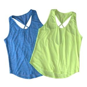 Racer Back Tanks Women’s Large Yellow and Blue